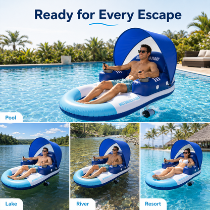 Motorized Pool Float with Canopy & Dual Joystick Control